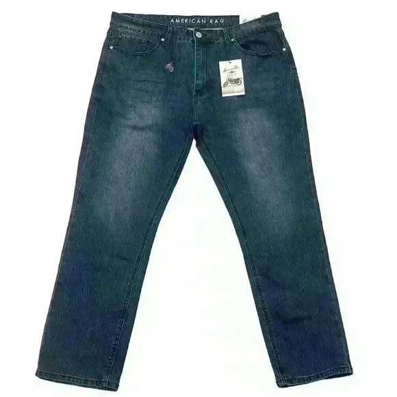 NWT American Rag Mens Denim Jeans 38x30 Taper Straight Fit Stretch Cowboy Dad - Picture 1 of 8
